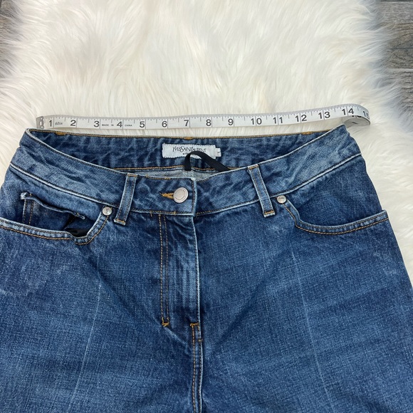 Rate Yves Saint Laurent Rive Gauche Boot Cut Cotton Jeans YSL stamp - Picture 7 of 16